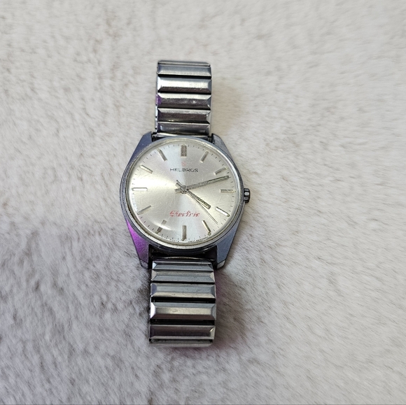 Helbros Silver Watch with Metal Band